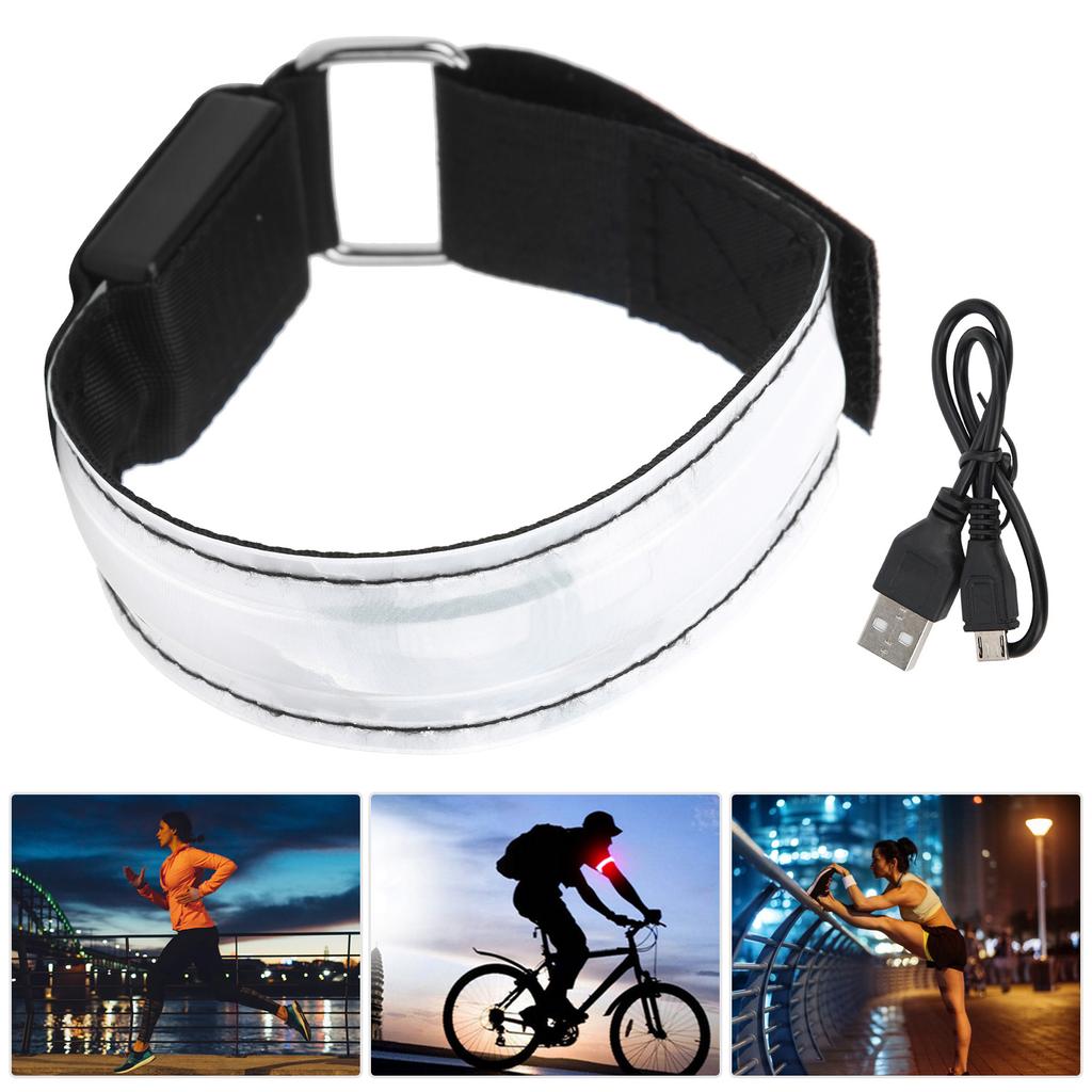 Outdoor Night Run Armband Light with LED Rechargeale Lattice Light Reflective Lattice BandWhite