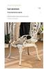 White Wrought Iron Cast Aluminum Outdoor Patio Table and Chairs Set - Waterproof Villa Courtyard Garden Balcony Furniture