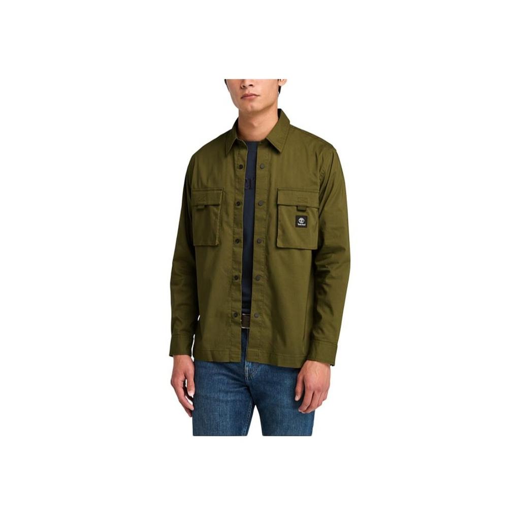 Timberland Outdoor Casual Multi-Pocket Loose Fit Long Sleeve Shirt Men Shirts Dark-Olive-Green A68WU-302