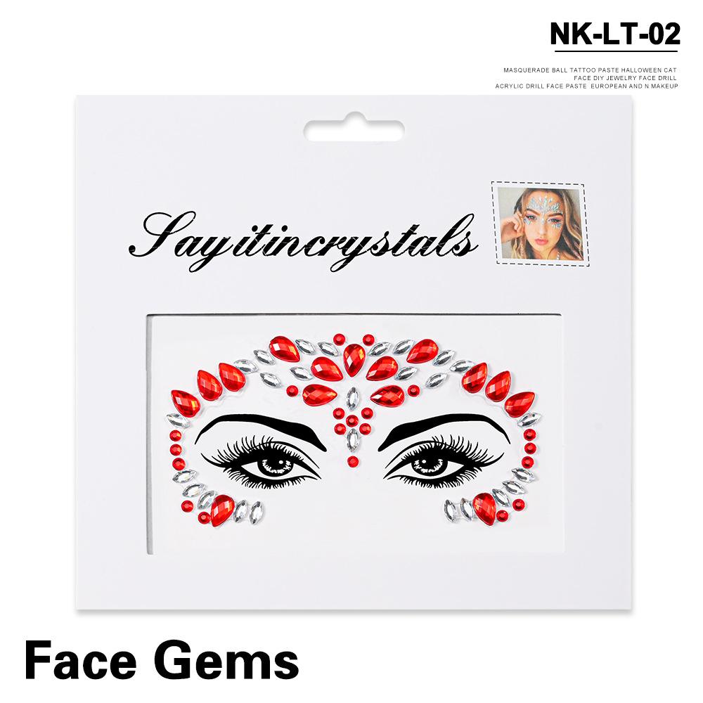 Adesivo per tatuaggio in cristallo Glitter Eyeliner Sopracciglio Trucco Viso Occhi Diamante Tatuaggio temporaneo Adesivi per eyeliner 3D con strass rock