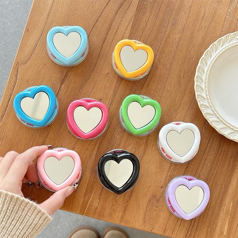 Mobile Phone Airbag Bracket Solid Color Love Mirror Back Stick To Desktop Watching Drama Magnetic Lazy Support Frame