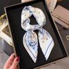 New luxury leopard print small square scarf imitation silk headscarf spring thin printed neck wrap scarf for women