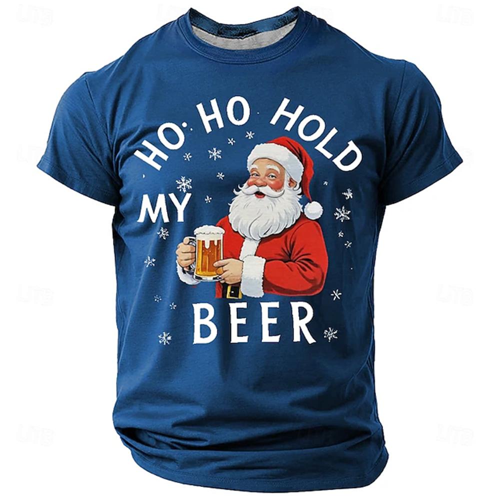 Simple Fashion Letter Print Unisexs Shortsleeve TShirt Casual HO HO HOLD MY BEER T Shirt Daily Street Unisex Unisex Santa Graphic Top