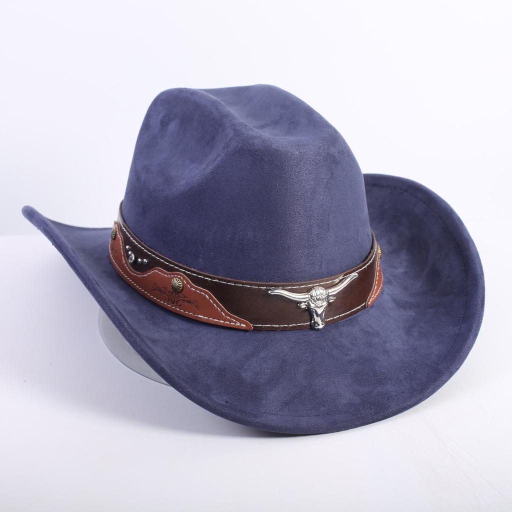 New Color Western Cowboy Hat Men's and Women's Commuting Versatile Simple Wind Wide Brim Top Hat Sun Hat