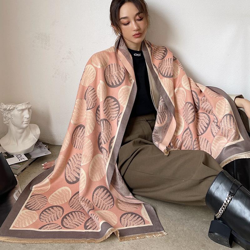 65 * 190 cm Autunno e Inverno Nuovo Sciarpa Versatile Semplice Tinta Unita con Frange Imitazione Cashmere Double-Sided Sciarpa Calda Shawl d'Atmosfera