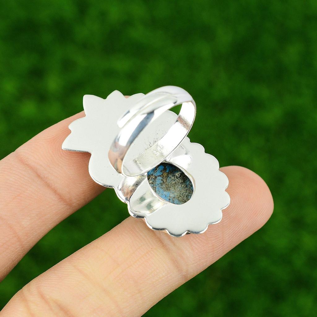 December Natural Copper Blue Turquoise Multi Stone Ring Jewelry Sterling Silver