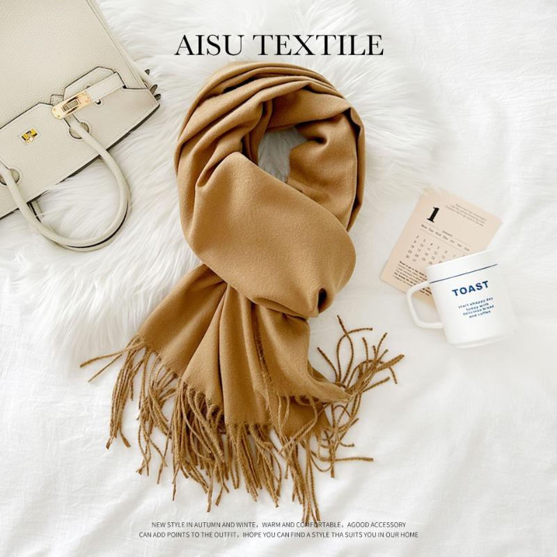 Solid color scarf women's winter new imitation cashmere scarf multi-color warm scarf long shawl