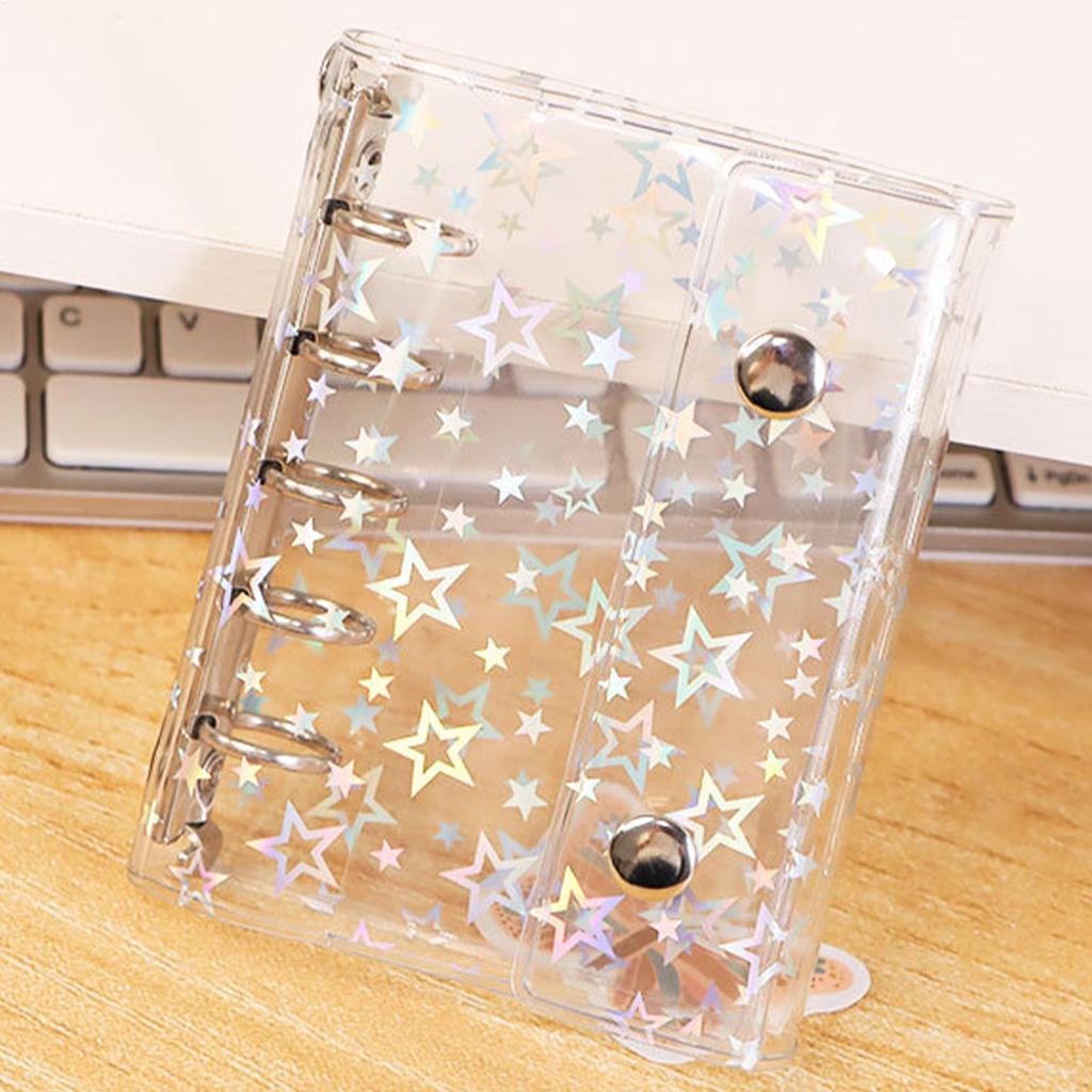 Binder Sheet Protectors PVC Personal Journal Storage Binder With Star Pattern Personal Organizers Protection for Teens Girls