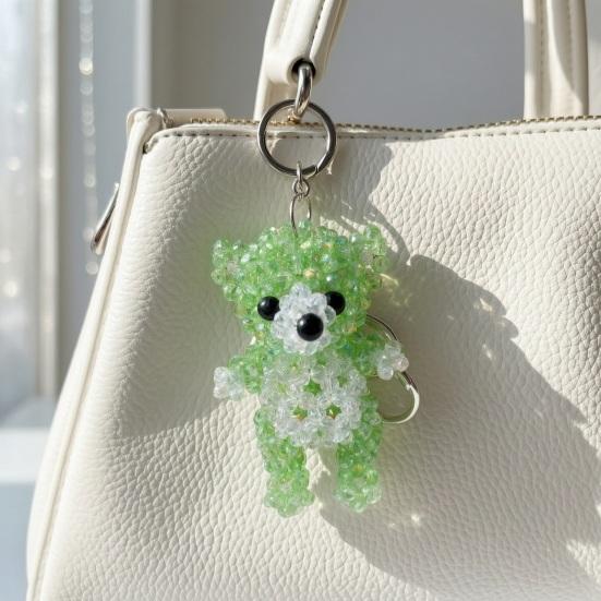 Keychain Pendant, Cartoon Bear Handcrafted Metal Keychain with Glossy Realistic Surface, DIY Animal Beading Kit for Backpack or Handbag