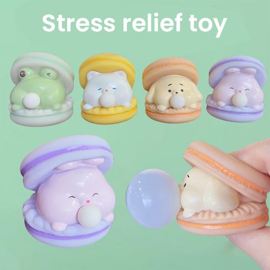 Bubble Animal Macaron Fidget Toy Stress Relief Dog Cat Rabbit Frog Squeeze Sensory Toy Anti-Anxiety Soft Stress Ball Pinch Desk Toy