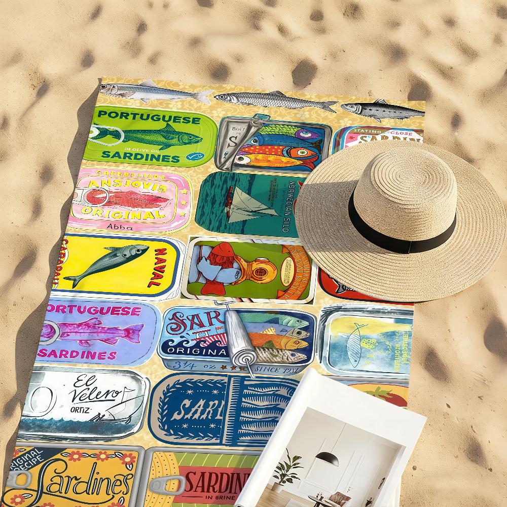 Cuadros decorations S-Sardines Nordic Towel Quick Drying Beach Towels Are Suitable For Swimming Pools Camping Yoga And The Gym