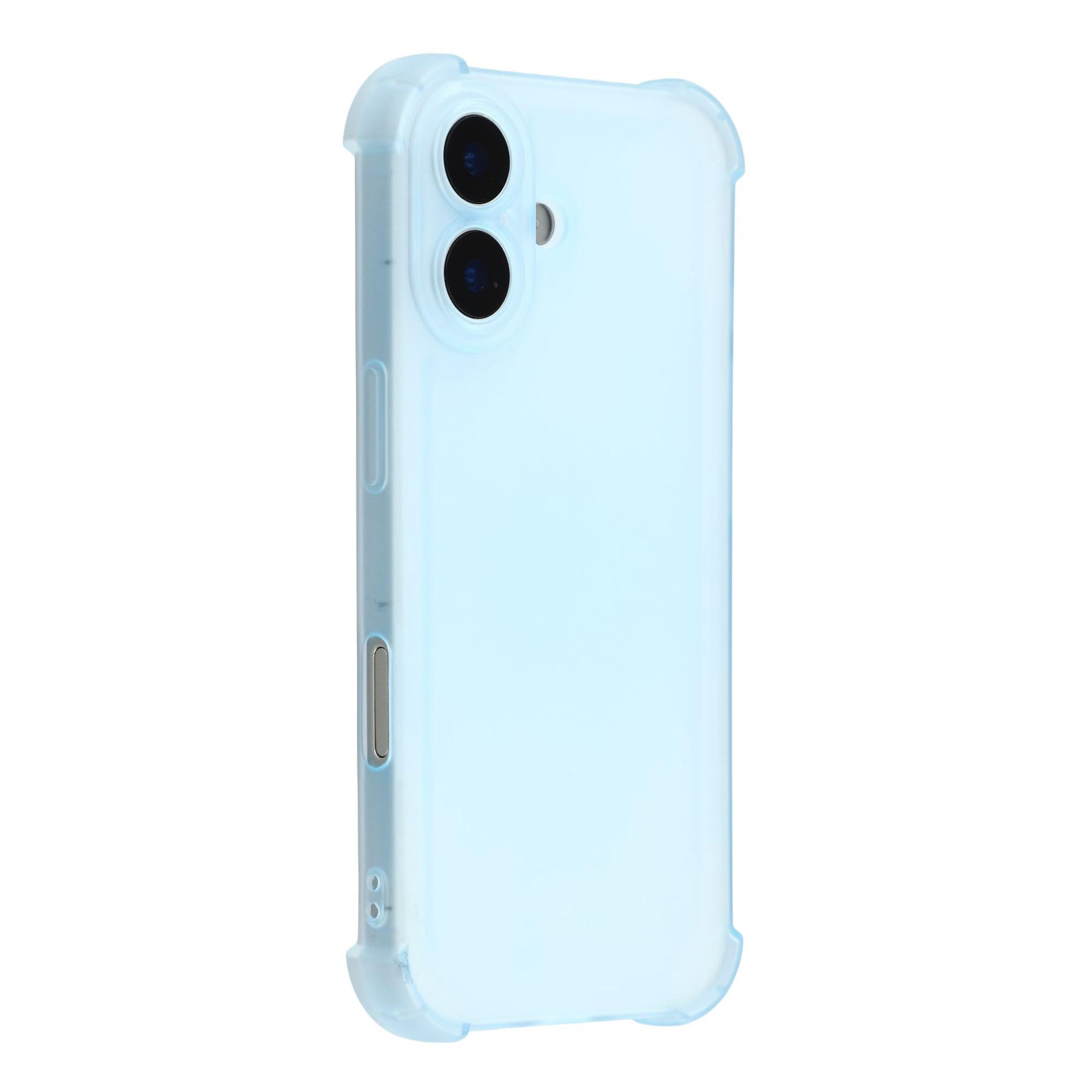 

For iPhone 16 Case Skin Touch Matte TPU Phone Back Cover Precise Cutouts Transparent Blue