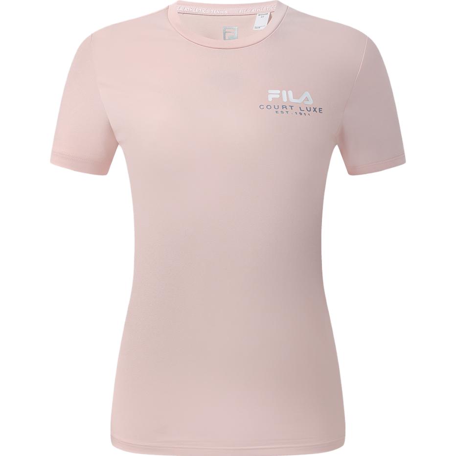 Fila Solid Color Tennis Sports Basic Quick-Dry Sun Protection Round Neck T-Shirt Women Tops Light-Pink A11W323101F-LP