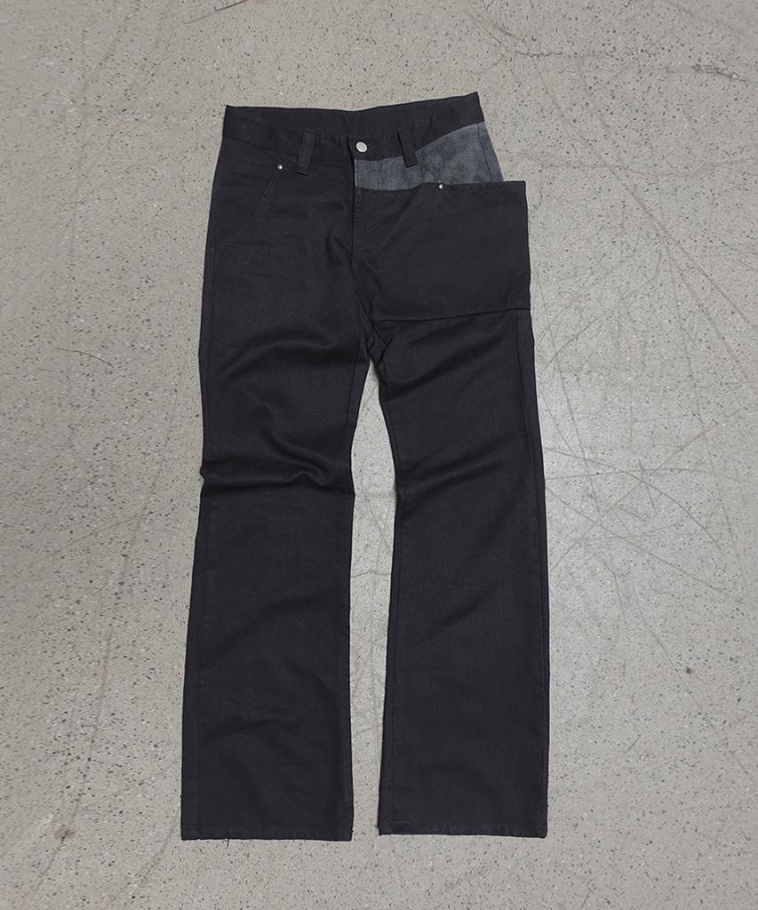 Mosan Contrast Bootcut Pants (Charcoal)
