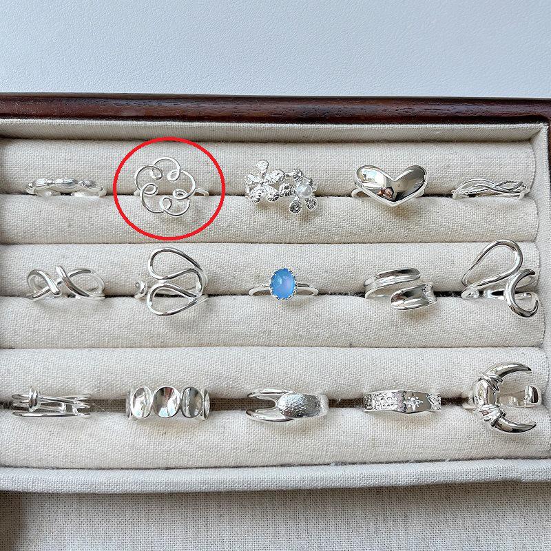 Koreanischer 925 Sterlingsilber Geometrischer Ring: Nicht verblassend, vielseitig, verstellbar, glänzendes Finish für Frauen.