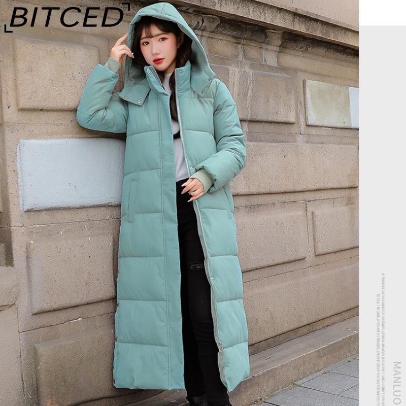BITCED Winter Cotton Coat for Women - Extended Length, Knee-Length, Slim Fit, Bestie Style, Warm and Thickened Mid-Length Quilted Jacket