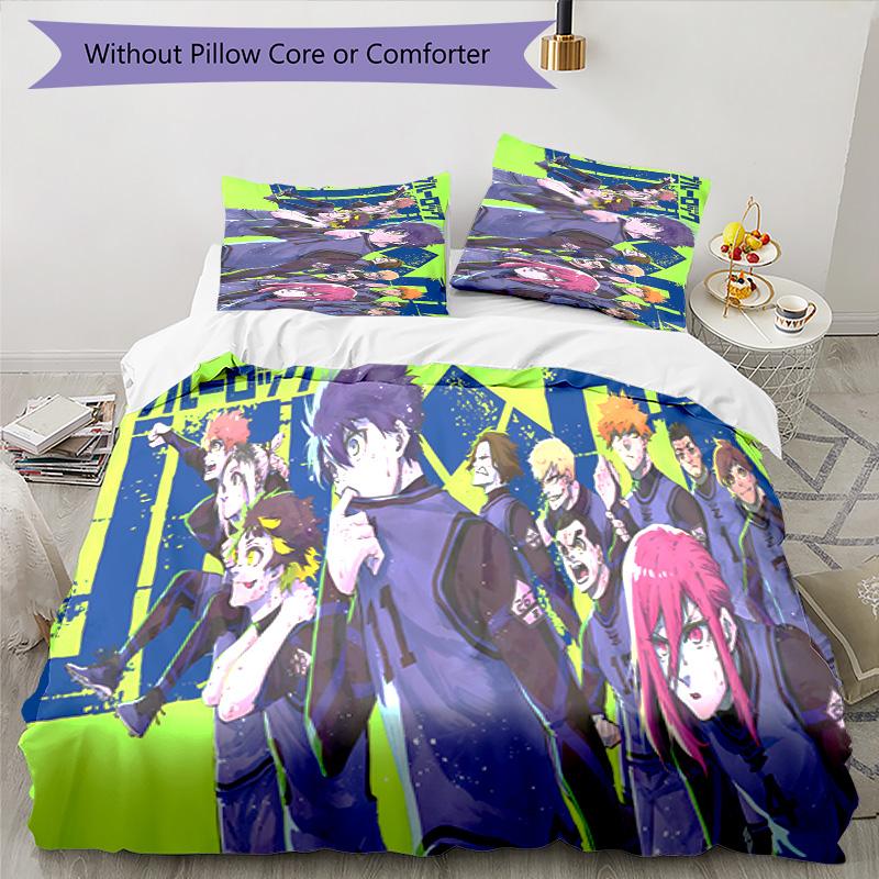 3pcs B-BLUE L-LOCK Themed Duvet Cover Set, Includes 1 Duvet Cover and 2 Pillowcases,Skin-Friendly&Comfortable Fabric,Suitable Bedding Sets