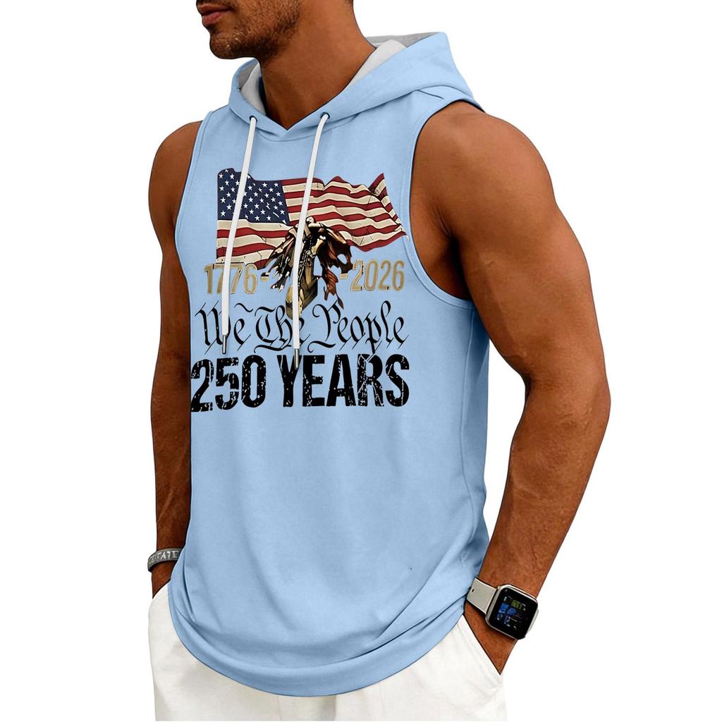 Men's Tank Top Gym Sleeveless Hoodie Shirt Washed Sports Muscle Shirts Fitness Vest With Hood