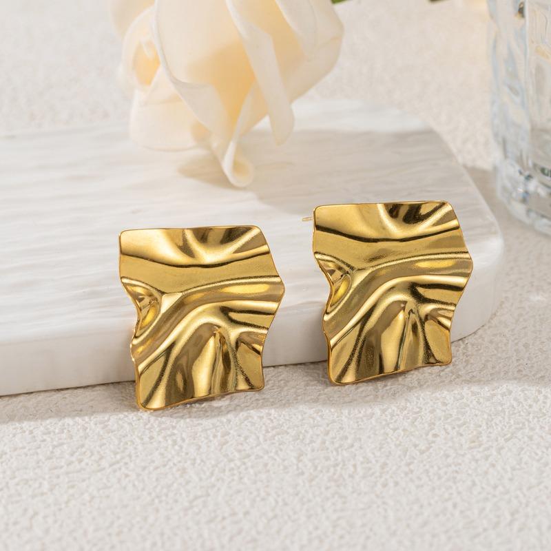 Stainless Steel Stud Earrings, Titanium Steel Statement Earrings, 18k Gold Women's Jewelry, High-end Black Earrings