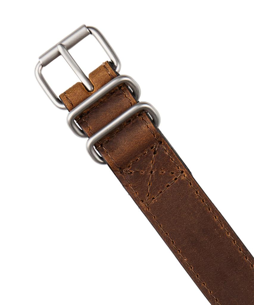 Beleutuchi Duration Leather Nato Strap 22Mm Olive Brown (Double Loop)