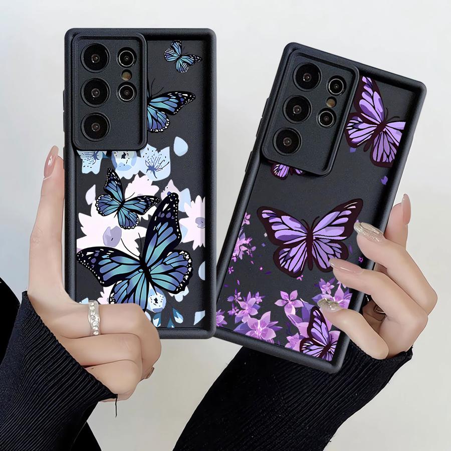 INS Retro Butterfly Phone Cover Case for Samsung Galaxy S24 Plus S20FE S22 S25 Edge S23 FE S24Ultra S25 Ultra S21