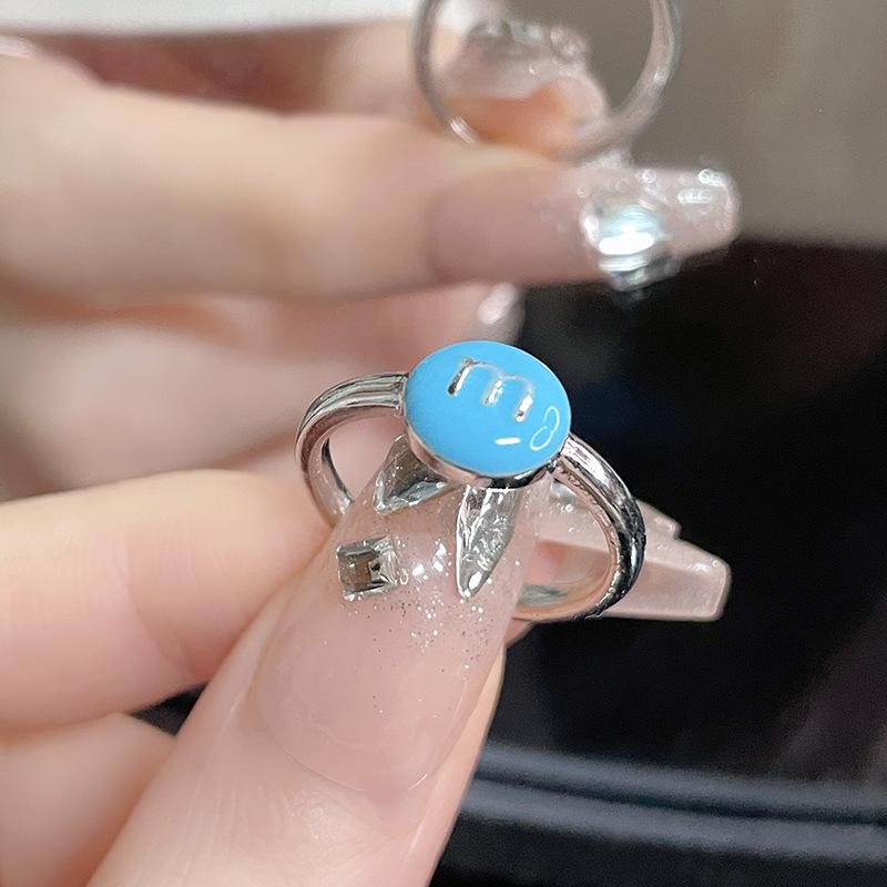 M Bean Fun Saturn Okrągły Otwarty Pierścionek Damski Emaliowany Kroplą Oleju Zimny Wiatr Nisza Poczucie Designu Biżuteria