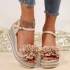 Fashion Vintage Flowers Wedge Heel Sandals Women Summer Beach Non Slip Platform Sandals Woman Ankle Srtrap Thick Bottom Sandalias Mujer