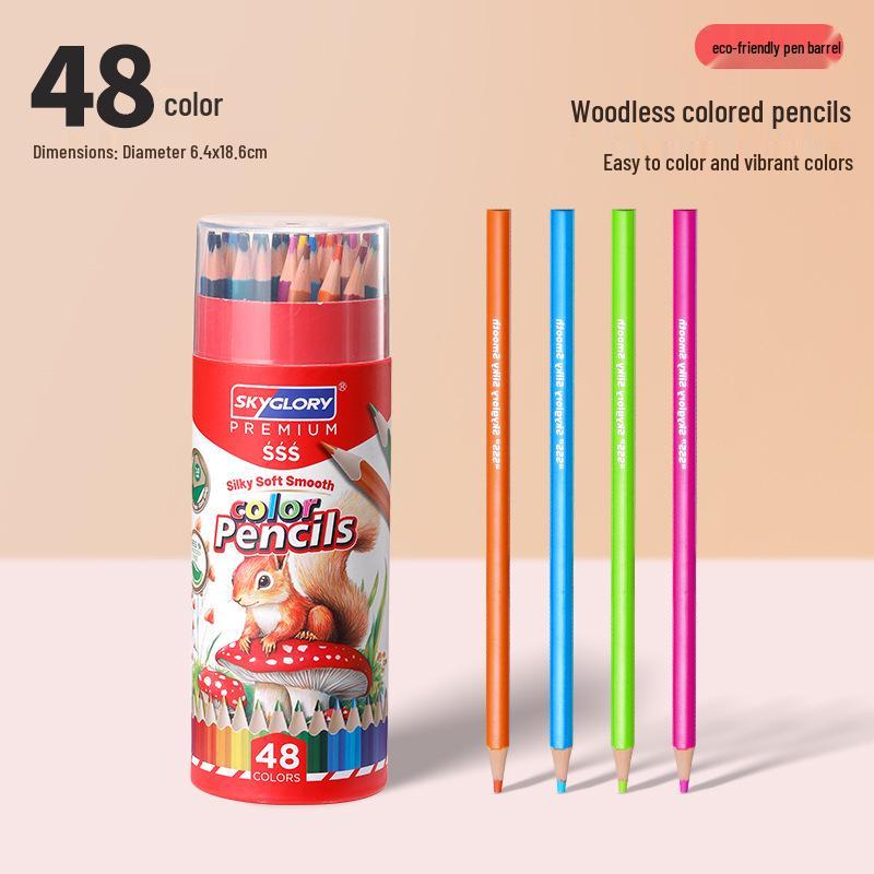 Eco-Friendly Hexagonal Oil-Based Colored Pencils - 48 Color Set for Students