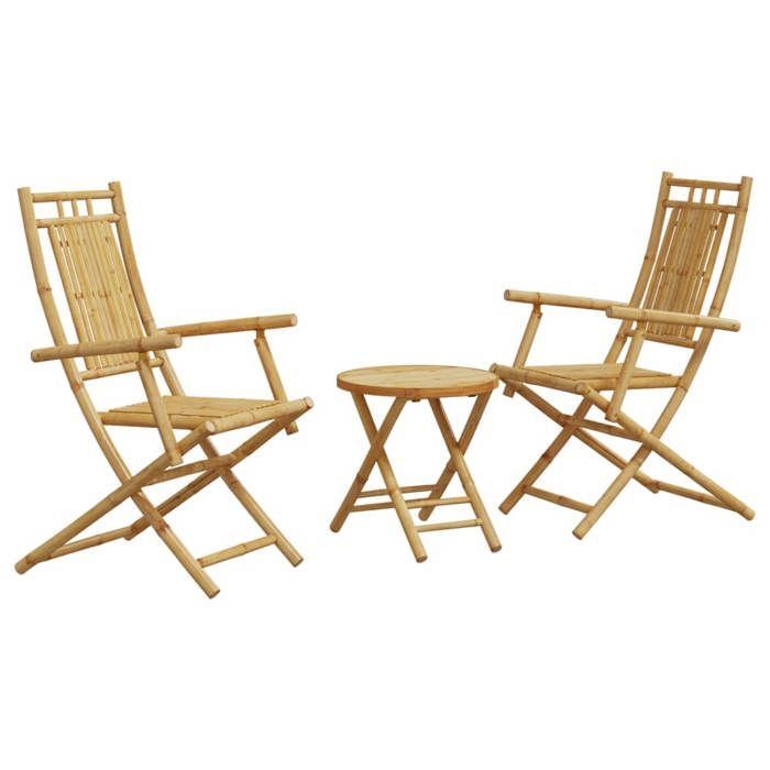 VidaXL Ensemble de bistro 3 pcs bambou, ensemble de bistro de jardin, ensemble de balcon, ensemble de meubles d'extérieur 3278532