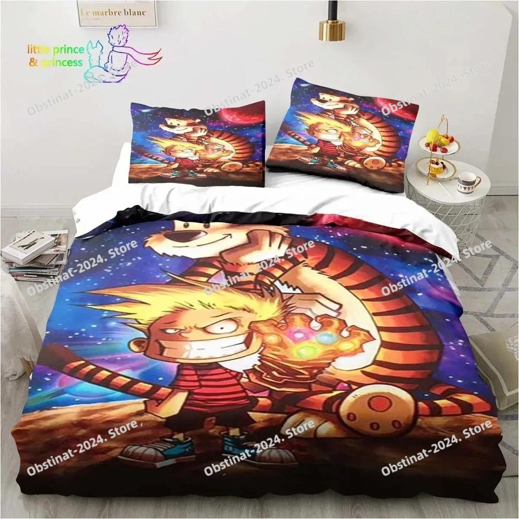 Calvin Hobbes 3D Bedding Set Printed Bed Set Duvet Cover Sheet Pillowcase Bed Soft Quilt Cover Full Queen King Size Adult Kid