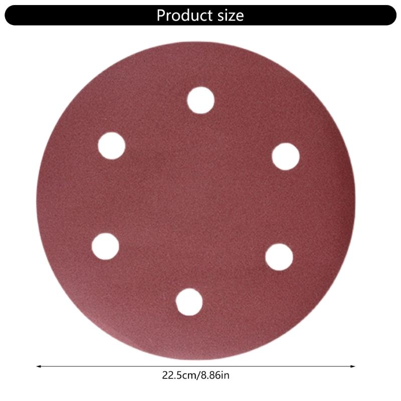 Pack of 50 9 Inch 6 Hole Aluminum Oxide Sanding Discs Suitable for Drywall Sanders Wood Finishing With Hook Loop Backing