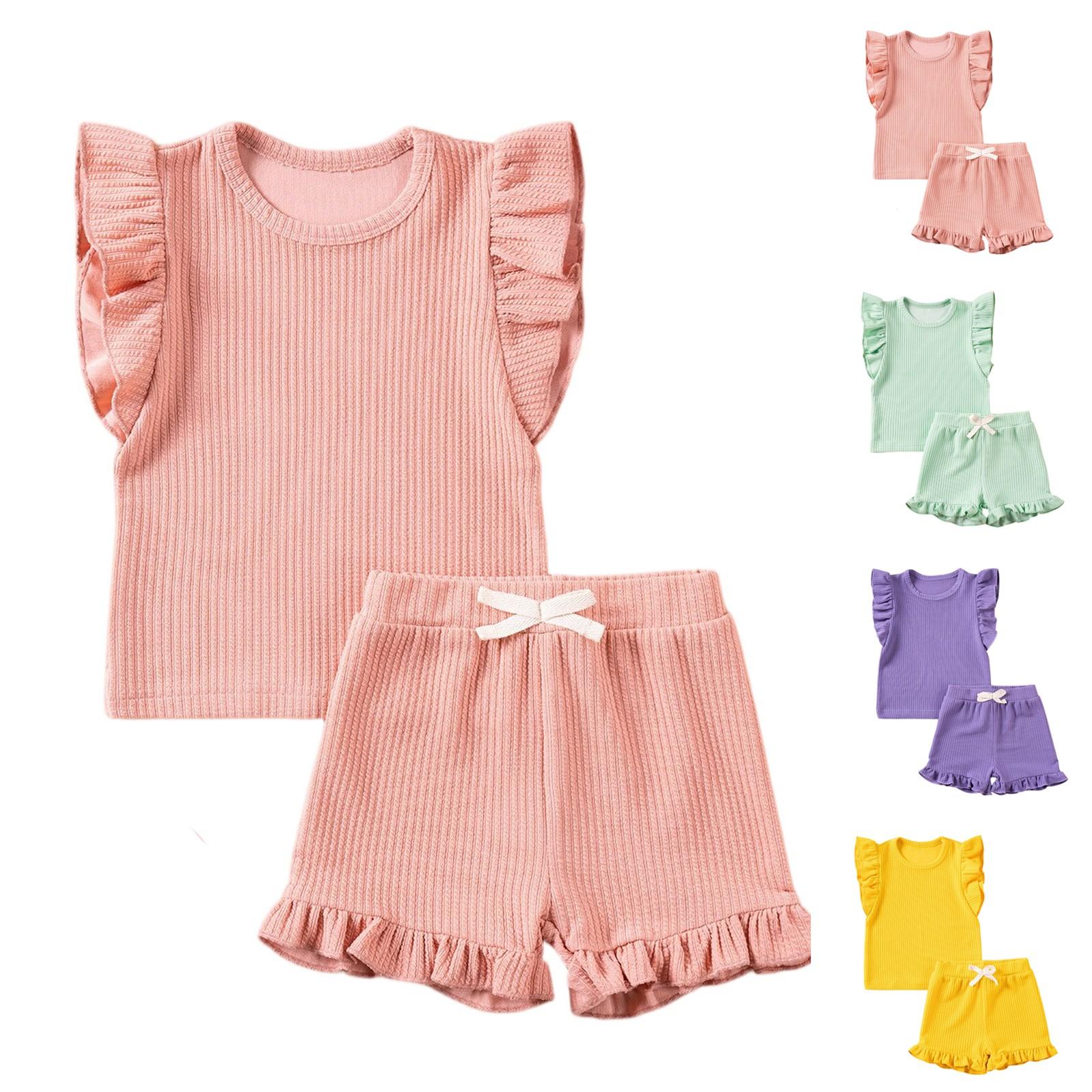 

Girls Ribbed 2-Piece Set - Solid Color Top & Pants 100 зелений