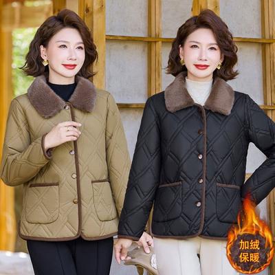 Padded Jacket New Padded Jacket Velvet Lapel Women's Clothing Autumn and Winter Short Jacket Warm Padded Jacket