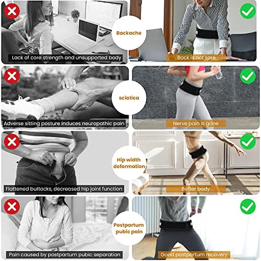 Ledhöftbälte för kvinnor - Höftbyxor för höftsmärta - Stöd för nedre ryggstöd - Bäckenstödsbälte - Justerbar ischias ländryggssmärta