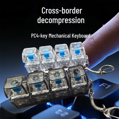 Cross-border 4-key Mechanical Keyboard Decompression Fidget Keychain Toy Tester