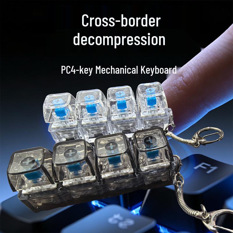 Cross-border 4-key Mechanical Keyboard Decompression Fidget Keychain Toy Tester