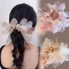 Fairy Pearl Beaded Tulle Petal Hair Scrunchie - Durable Ponytail/Bun Hair Accessory
