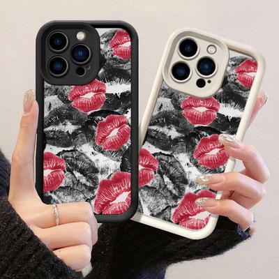 JT87 Czarne Czerwone Usta Pocałunek Całowanie dla iPhone 17 16 15 14 Pro Max Samsung S26 S25 Ultra A17 A16 A07 A56 Xiaomi 15T 13T Redmi 14C 15c Miękkie Etui TPU