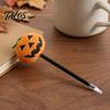 Writing Pen Halloween Pumpkin Gel Ink Pen, 0.7mm Rollerball with Plush Pumpkin, Novelty Black for Party Favors, Gift Supplies