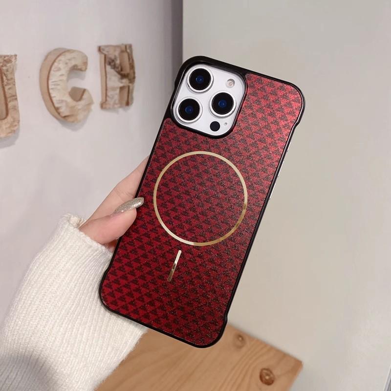 Borderless Diamond PC Suitable for Apple 16promax Mobile Phone Case IPhone 15 Knitted Fine Circle Magnetic Suction Prevent Falling