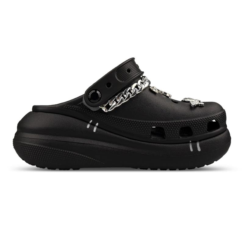 Crocs Classic Lined Gift Box ZR Zhiran Cool Cross Gothic Chain Love Hand-Painted Versatile Hole Shoes Unisex Black
