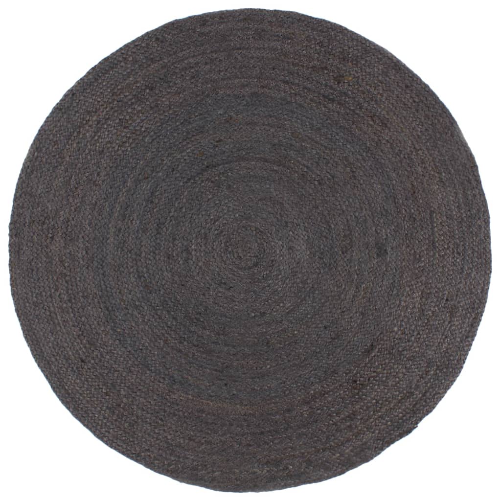 Vidaxl Handmade Jute Rug, Round, 240 Cm, Dark Gray