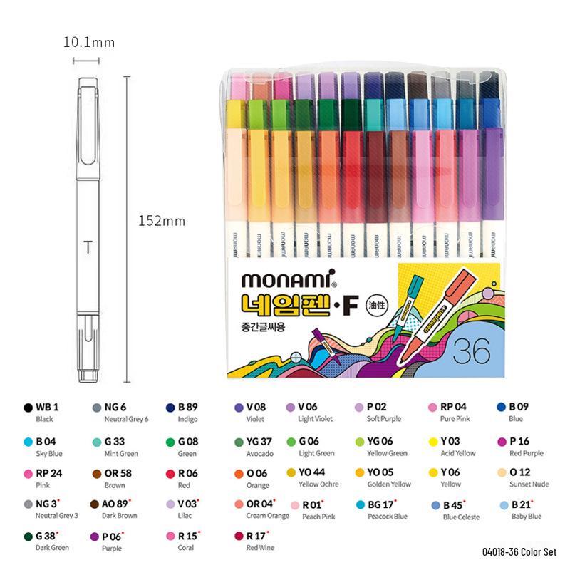 Monami Double-ended Quick-dry Signature Marker Pen 04018 - Korean Outlining Pen
