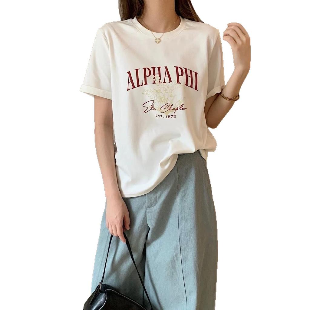 Spring and Summer New Style Simple Letter Print Round Neck Short Sleeve T-Shirt for Women - Loose Fit, Versatile and Comfortable Casual Top