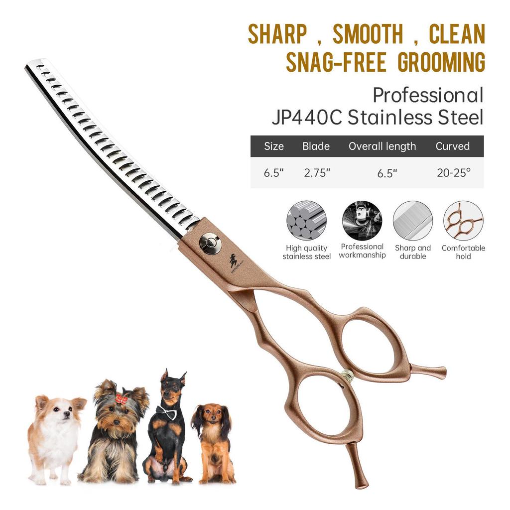 6.5" Meideng-Style Half-Gold Fishbone Pet Grooming Thinning Shears