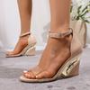 Summer 2025 new sexy crystal transparent wedge sandals women's fish mouth super high heel one-word sandals