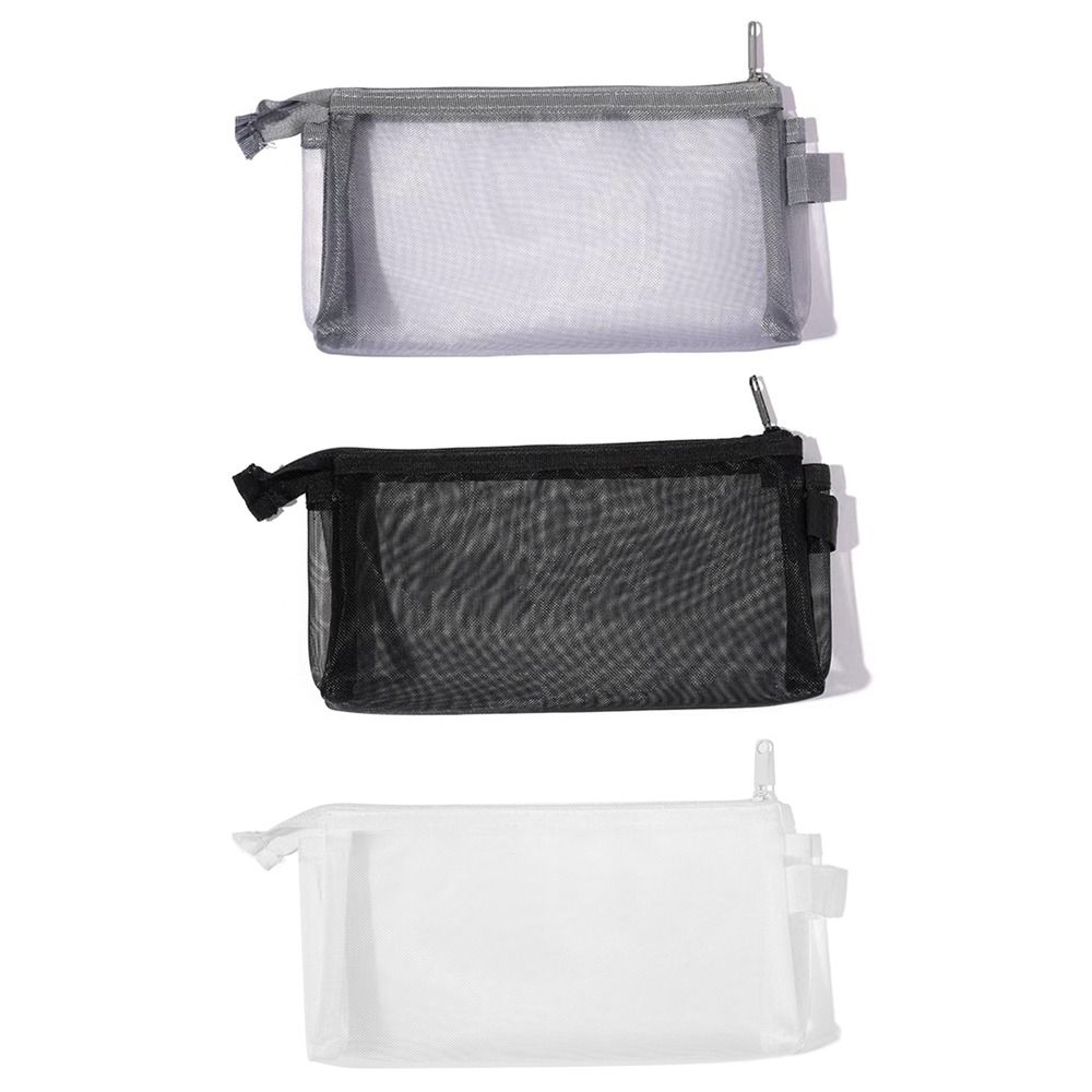 Transparent Mesh Makeup Bag Grey/Black/White Lipstick Organizer Bags Women Cosmetic Storage Pouch