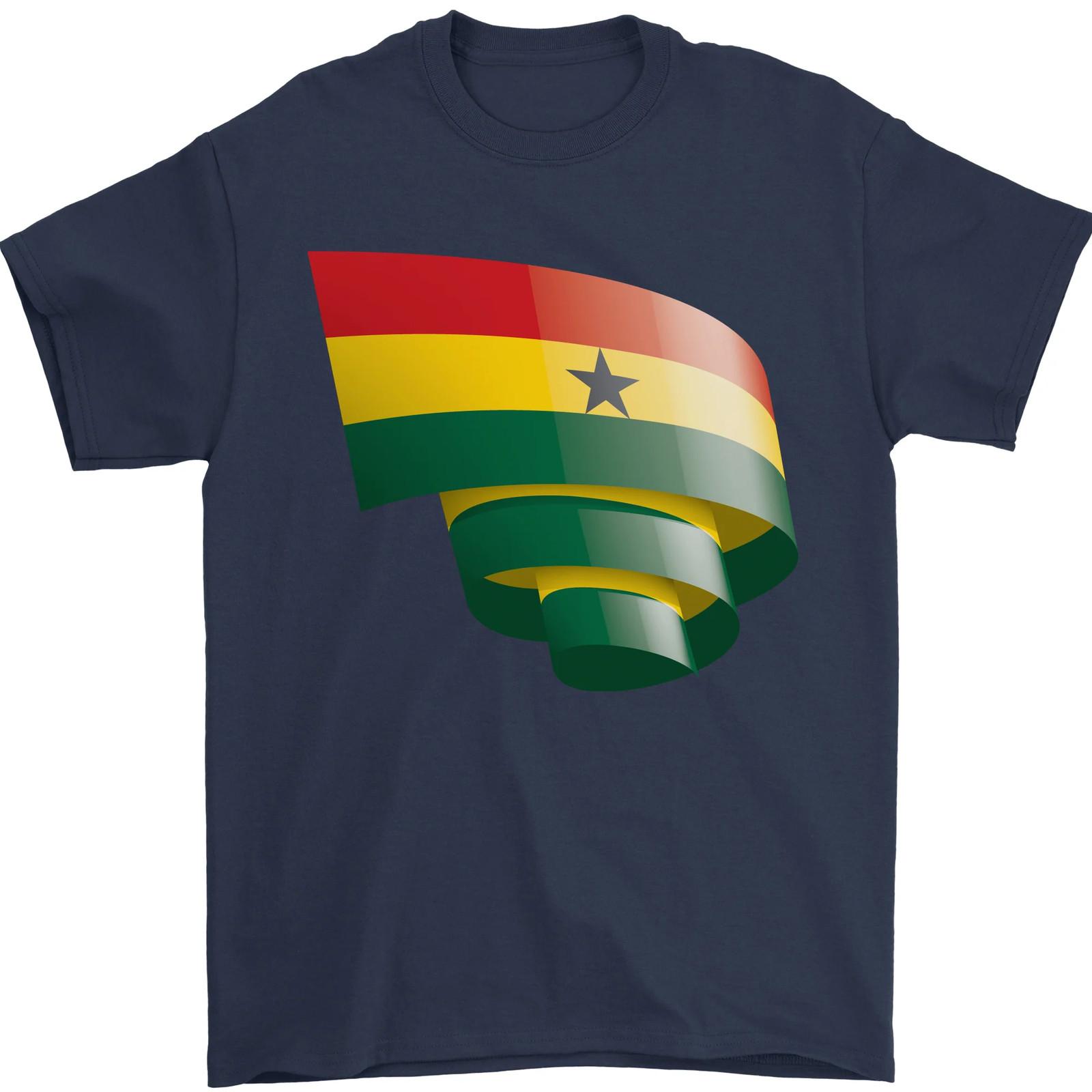Curled Ghana Flag Ghanaian Day Football Mens T-Shirt 100% Cotton 4XL