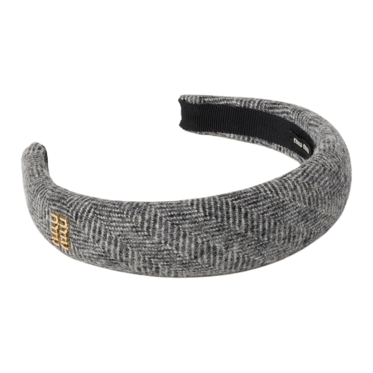 

Miu Miu Logo Decorated Wool Headband Women accessories Black 5IH025_2CSI_F0002 F,Black