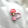Cherry Flower Silicone Straw Cover For Stanley Cup Cute Silicone Flower Shape Drinking Dust Cap Straw Tips Cover Cup Accessories